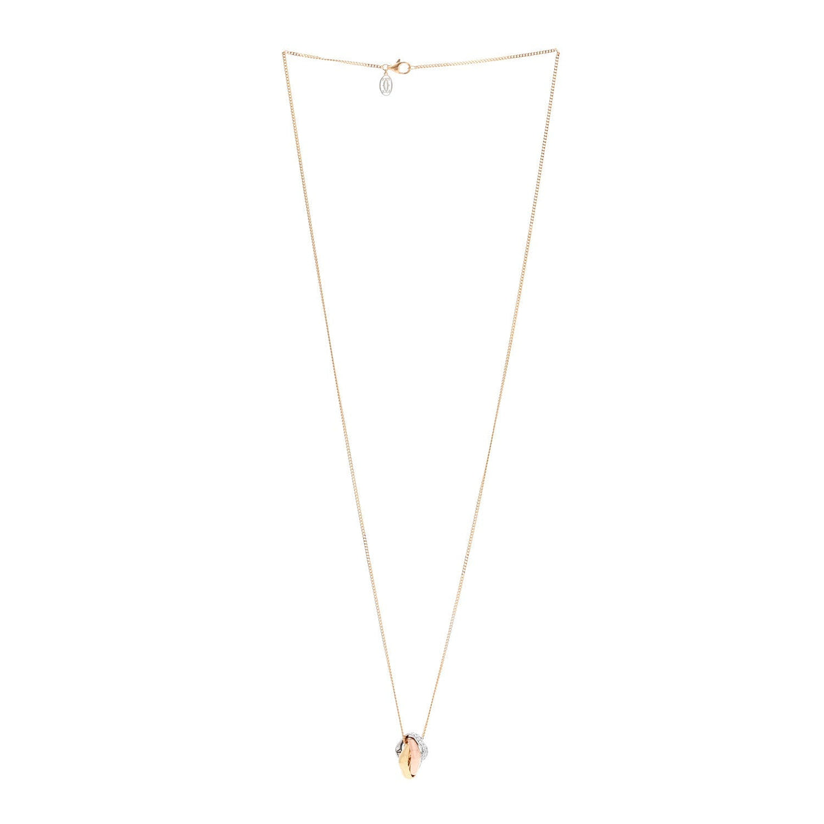 Cartier 18K Tricolor Gold Diamond Trinity Cushion Pendant Necklace