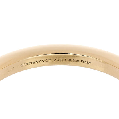 Tiffany 18K Yellow White Gold Diamond Lock Half Pave Bangle Bracelet