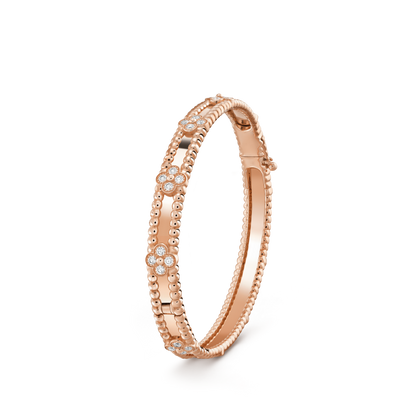18K Gold Diamonds VCA Perlée Sweet Clovers Bracelet
