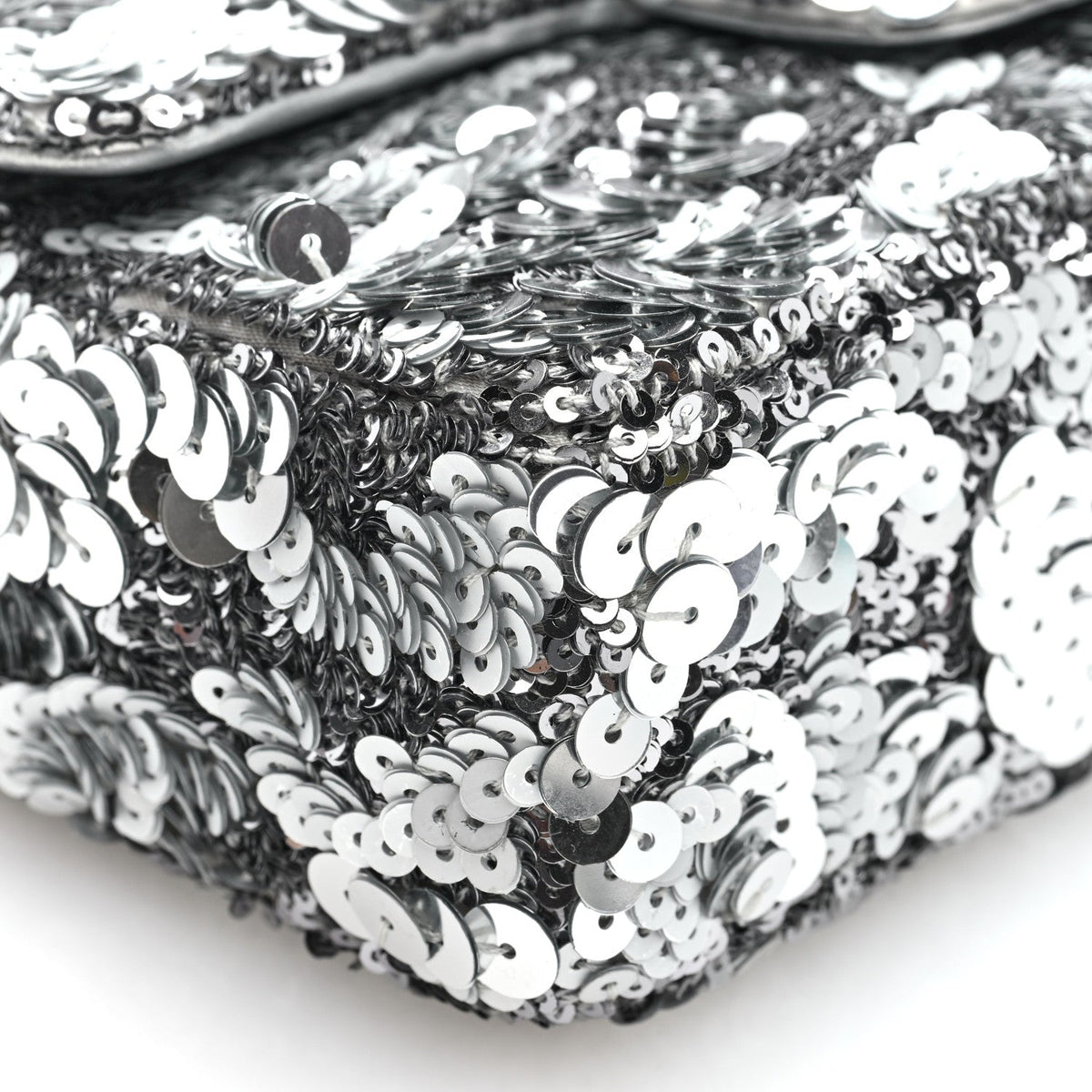 Chanel Sequin Mini Rectangular Flap Silver