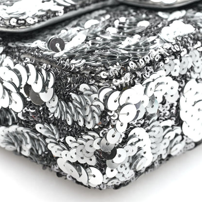 Chanel Sequin Mini Rectangular Flap Silver