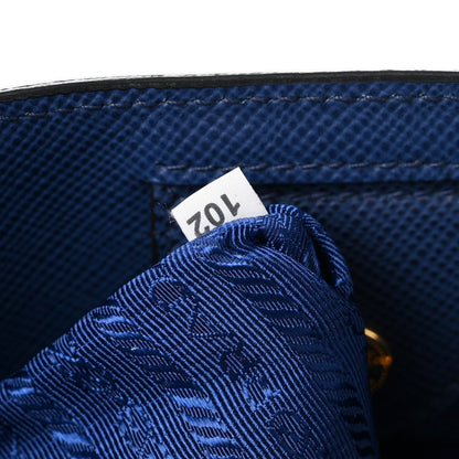 Prada Saffiano Cuir Front Pocket Tote Bluette