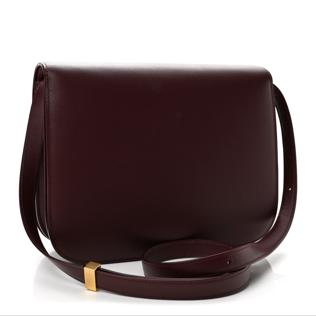 Celine Box Calfskin Medium Classic Box Flap Bag Burgundy
