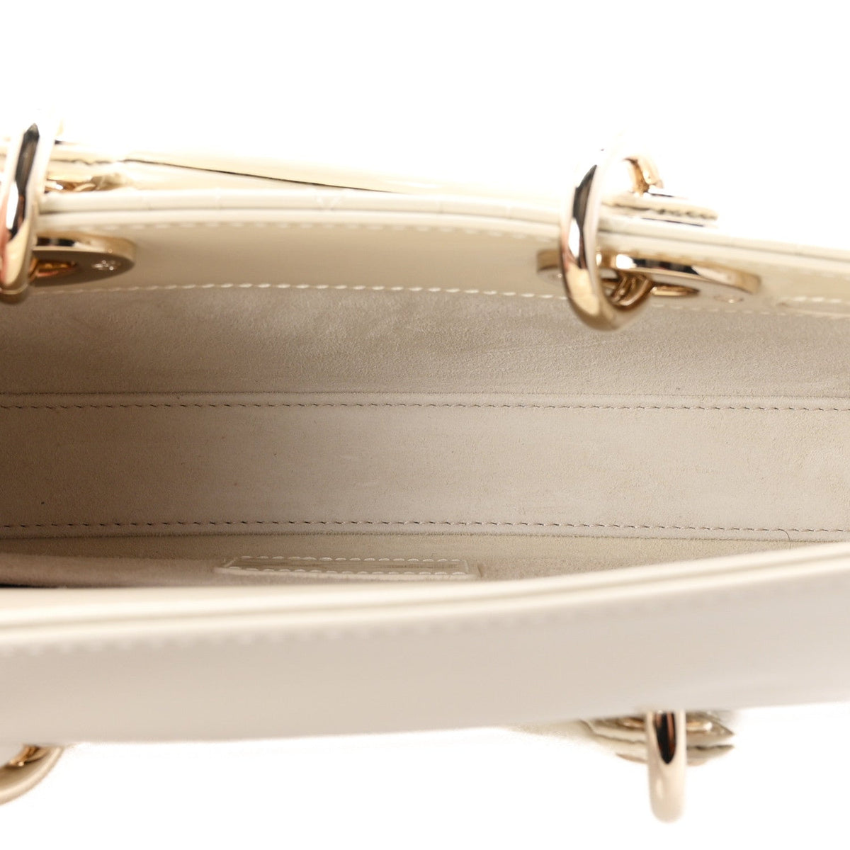 Christian Dior Patent Cannage Small Lady D-Joy White