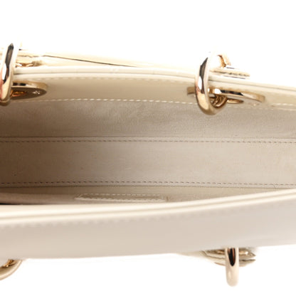 Christian Dior Patent Cannage Small Lady D-Joy White
