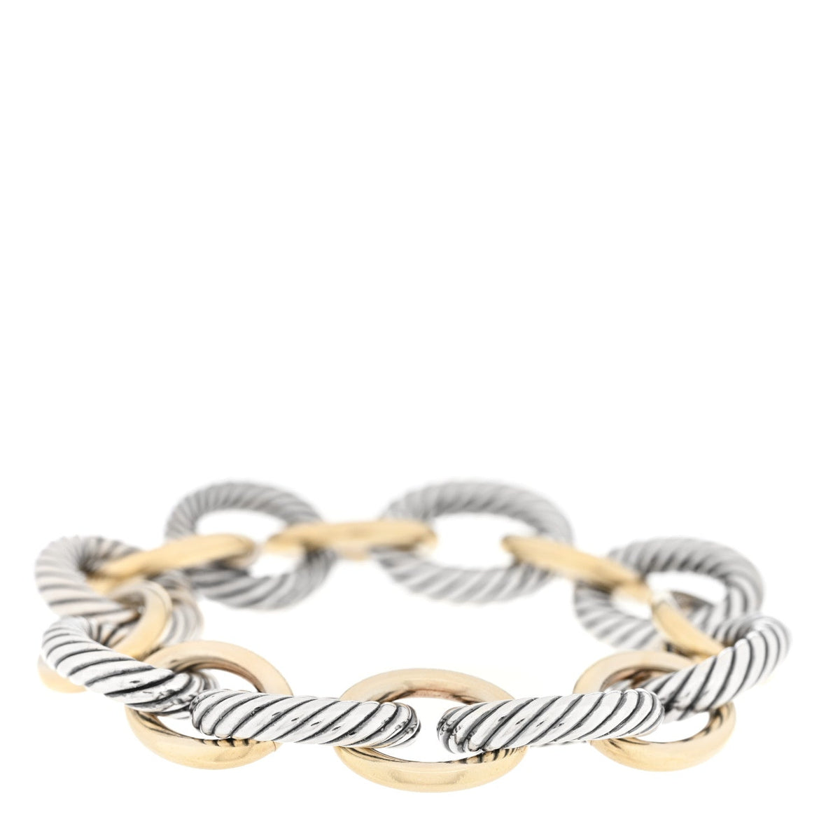 Sterling Silver 18K Yellow Gold 18mm Extra Large Oval Link Bracelet