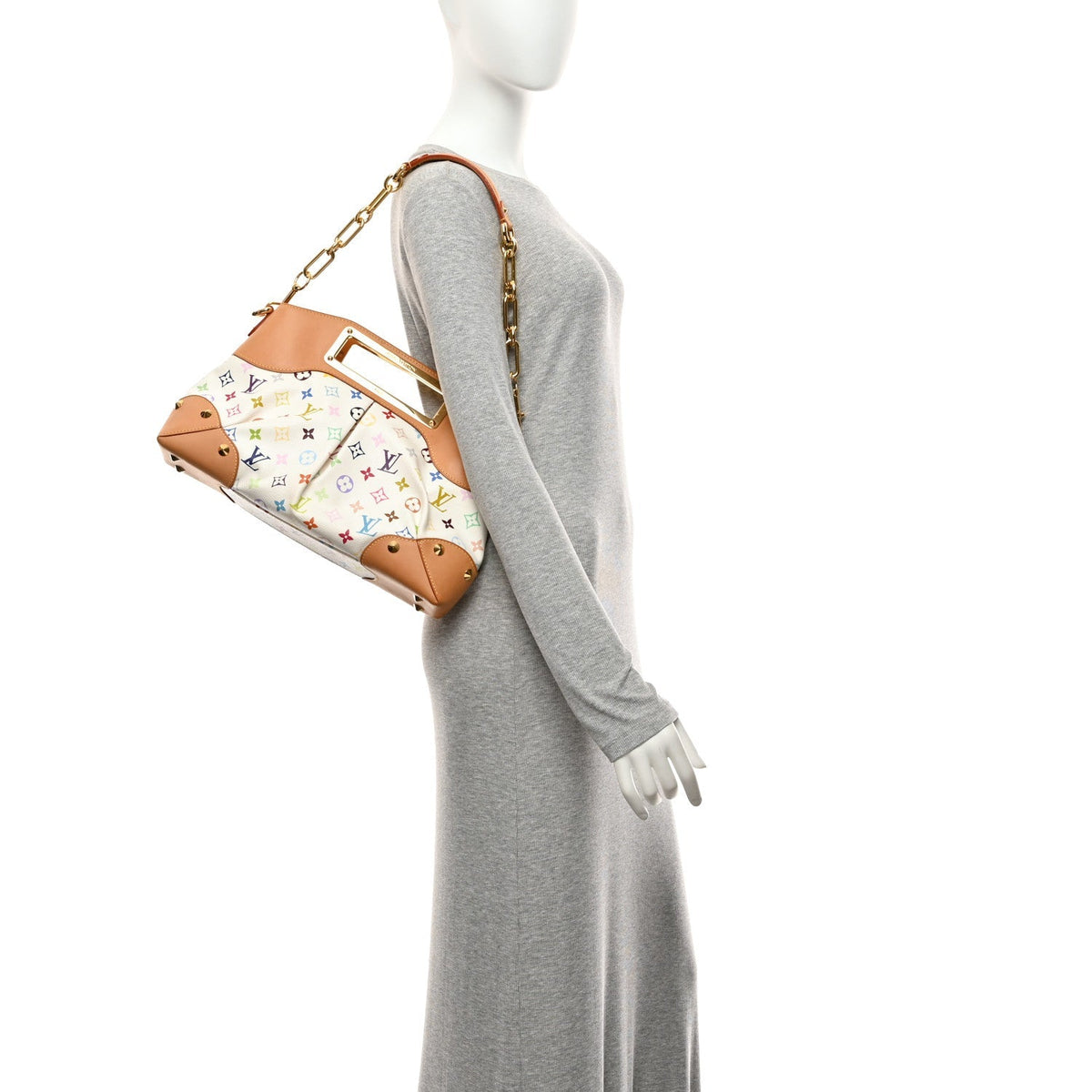Louis Vuitton Canvas Monogram Multicolor Judy MM Shoulder Bag White