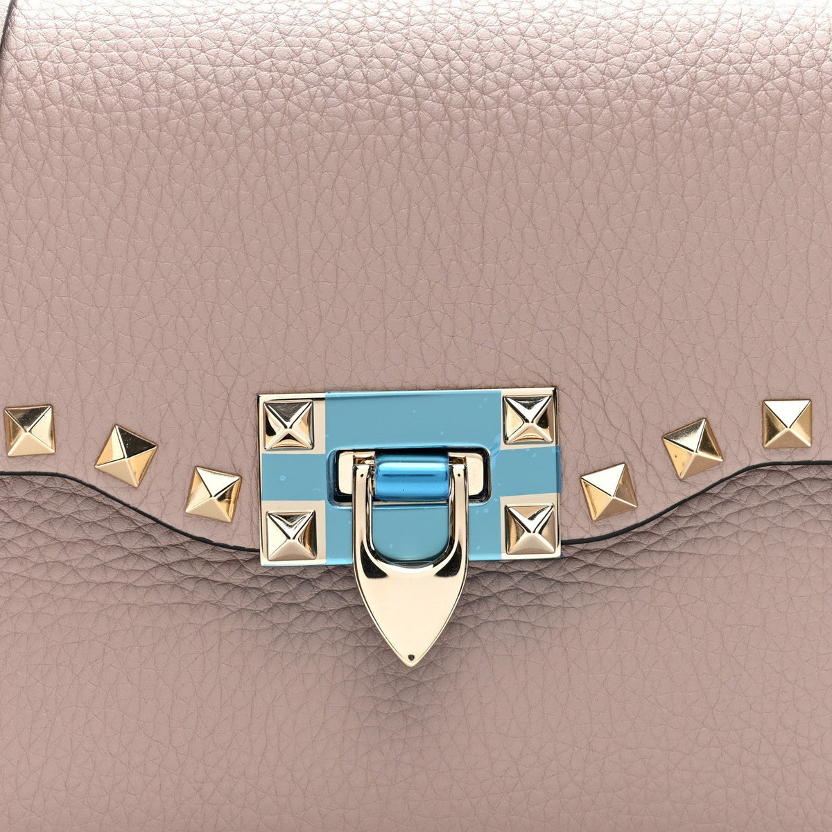 Valentino Garavani Pebbled Calfskin Medium Rockstud Flip Lock Crossbody Bag Poudre