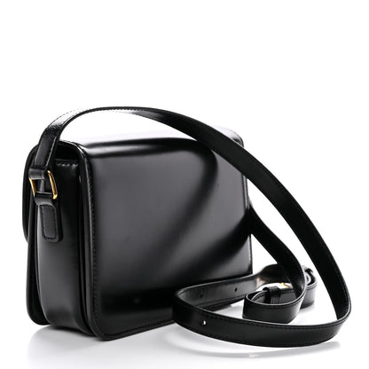 Celine Shiny Calfskin Teen Triomphe Shoulder Bag Black