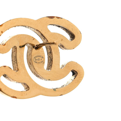 Chanel Metal Enamel CC Earrings Gold Black