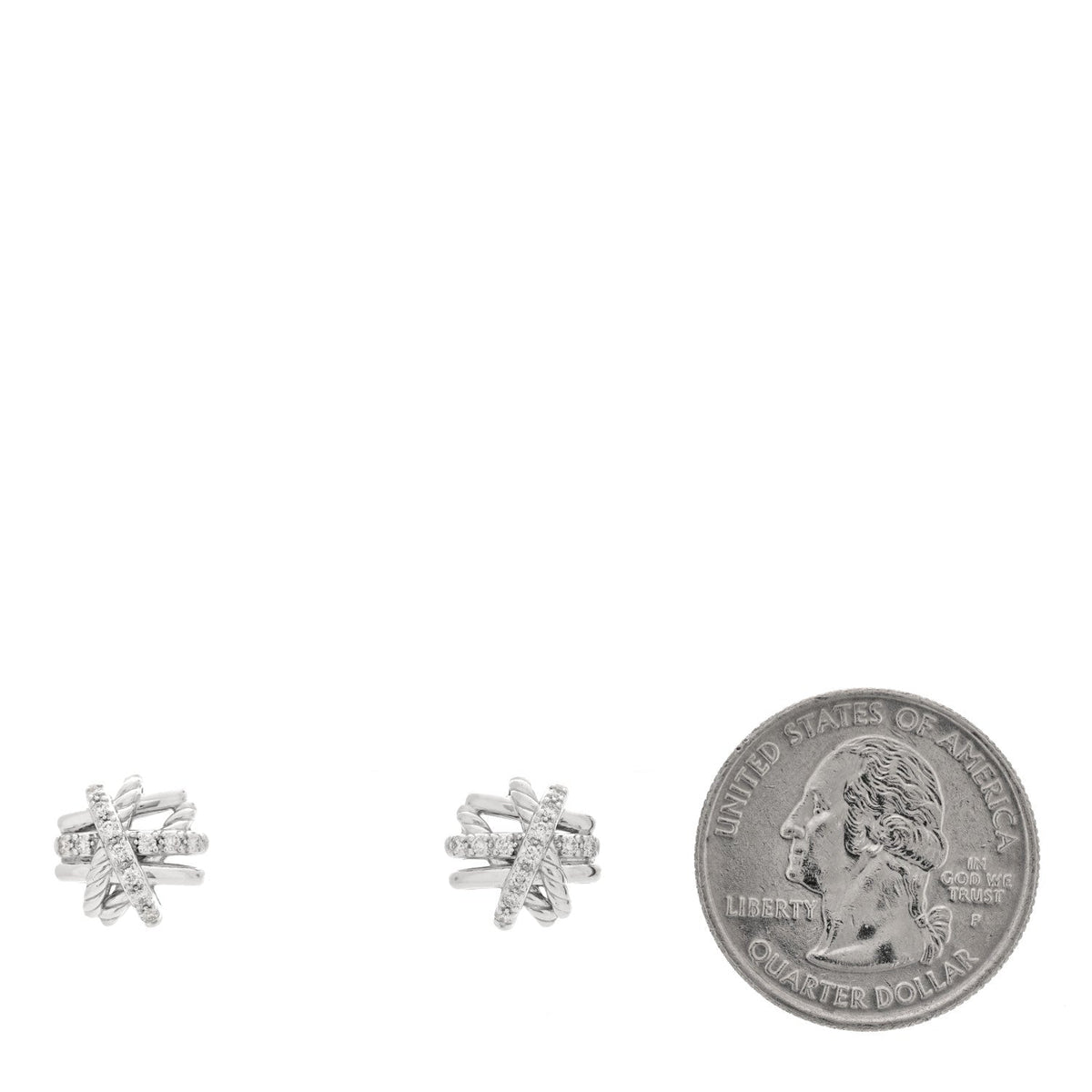 Sterling Silver Diamond 11mm Crossover Earrings