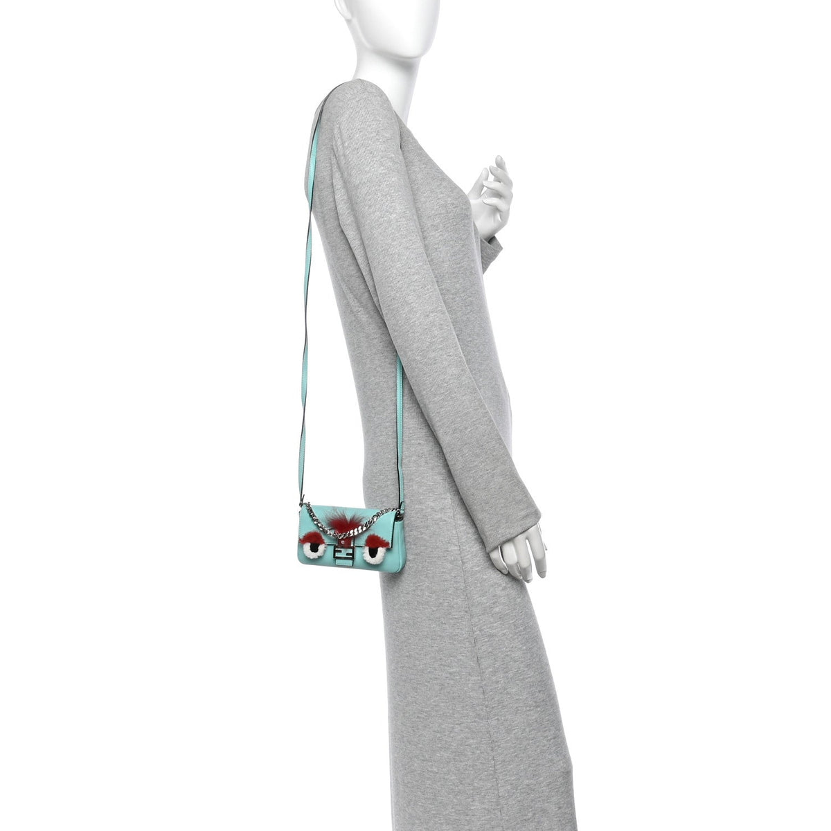 Fendi Nappa Rabbit Fox Fur Micro Buggie Baguette Tiffany 1981735