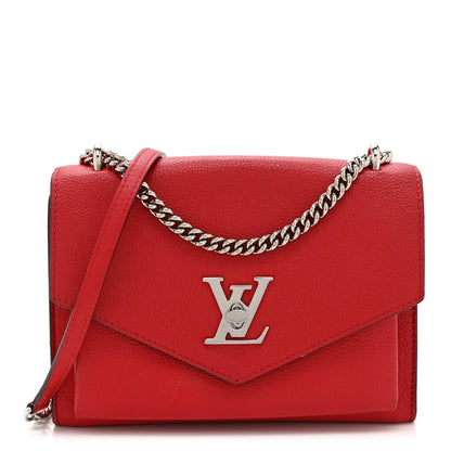 Louis Vuitton Soft Calfskin Mylockme Chain Bag BB Rubis