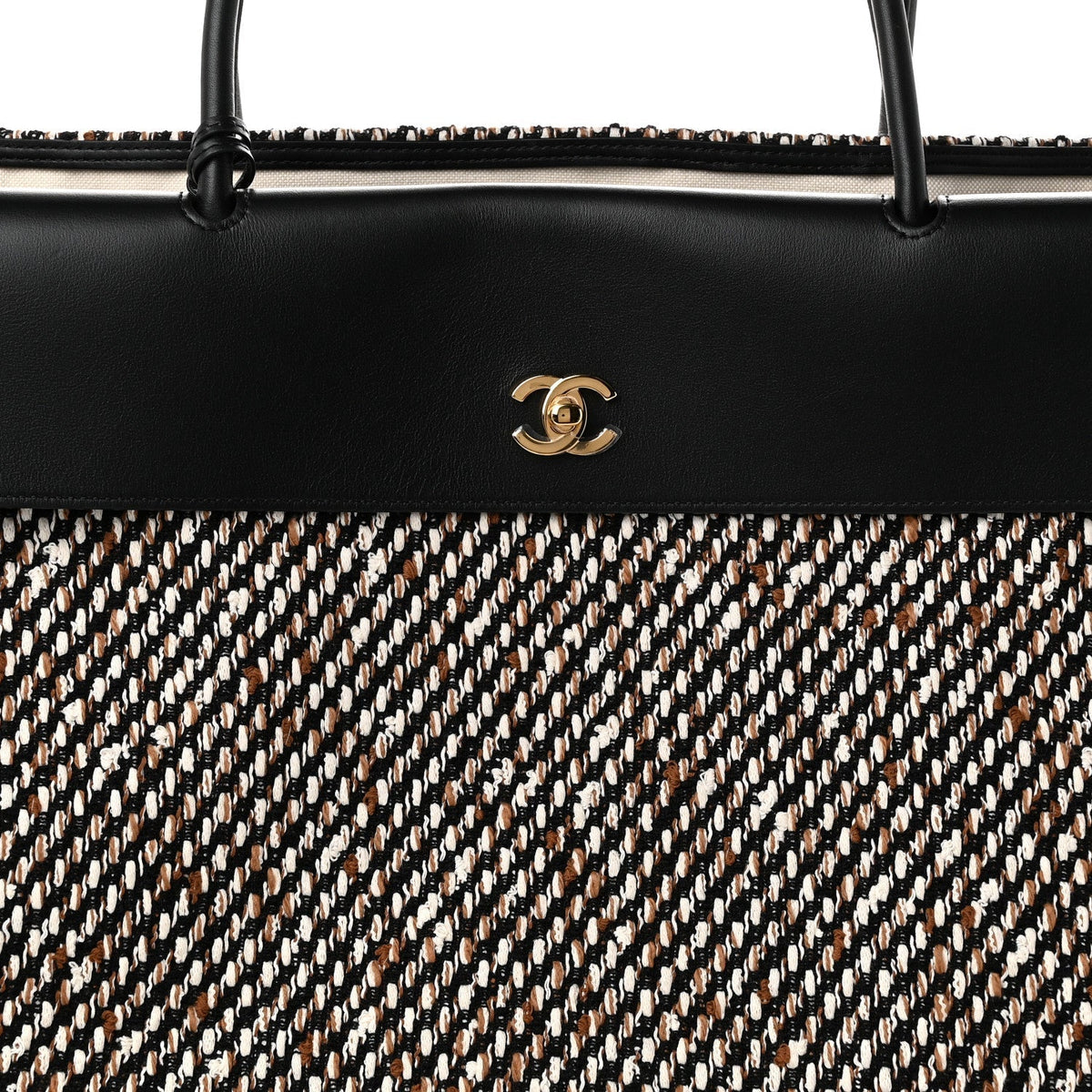 Chanel Tweed Calfskin Urban Essentials Large Shopping Bag Black Multicolor