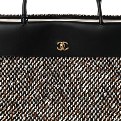 Chanel Tweed Calfskin Urban Essentials Large Shopping Bag Black Multicolor