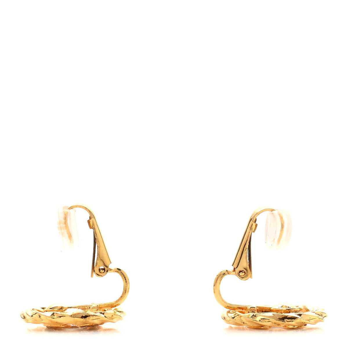 Chanel Crystal CC Round Clip On Earrings Gold