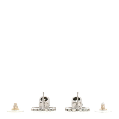 Chanel Crystal CC Drop Earrings Silver