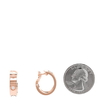 Cartier 18K Pink Gold 2 Diamond 5.5mm LOVE Hoop Earrings