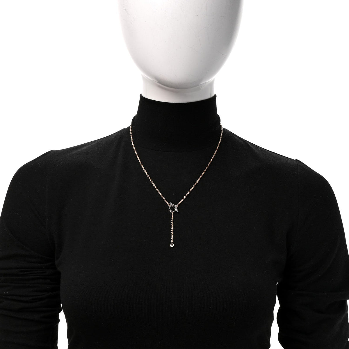 Hermes 18K Rose Gold Black Spinel Finesse Lariat Necklace