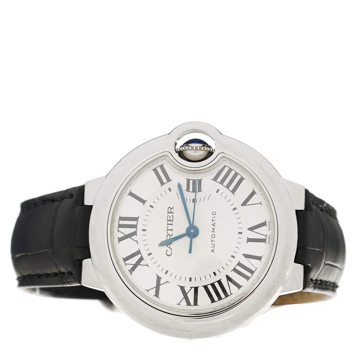 Cartier Stainless Steel Alligator 33mm Ballon Bleu De Cartier Watch