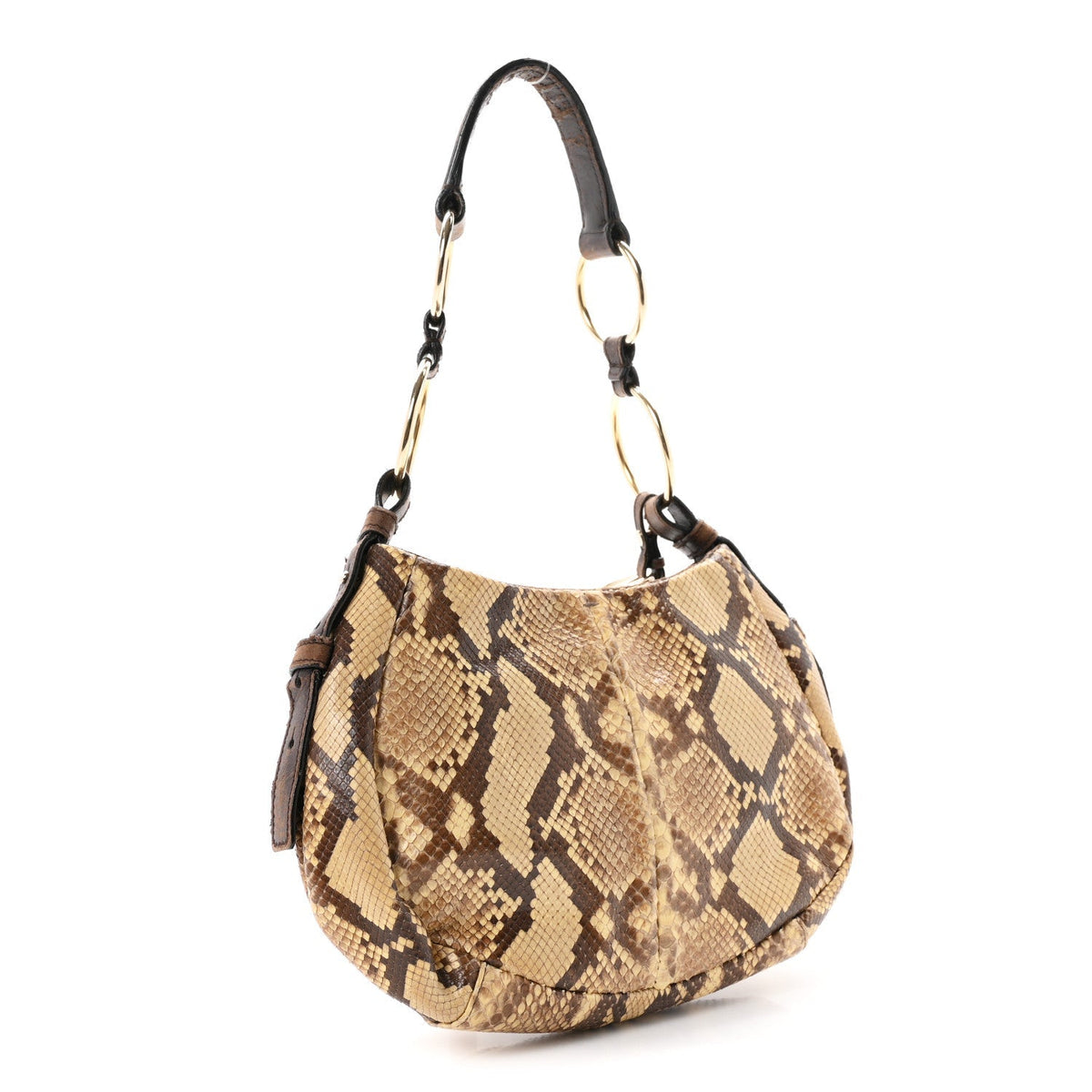 Saint Laurent Snakeskin Saharienne Shoulder Bag Brown 1983087