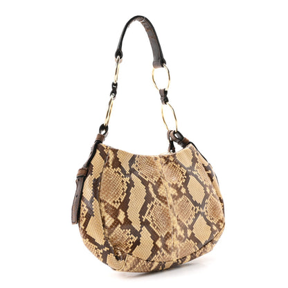 Saint Laurent Snakeskin Saharienne Shoulder Bag Brown 1983087