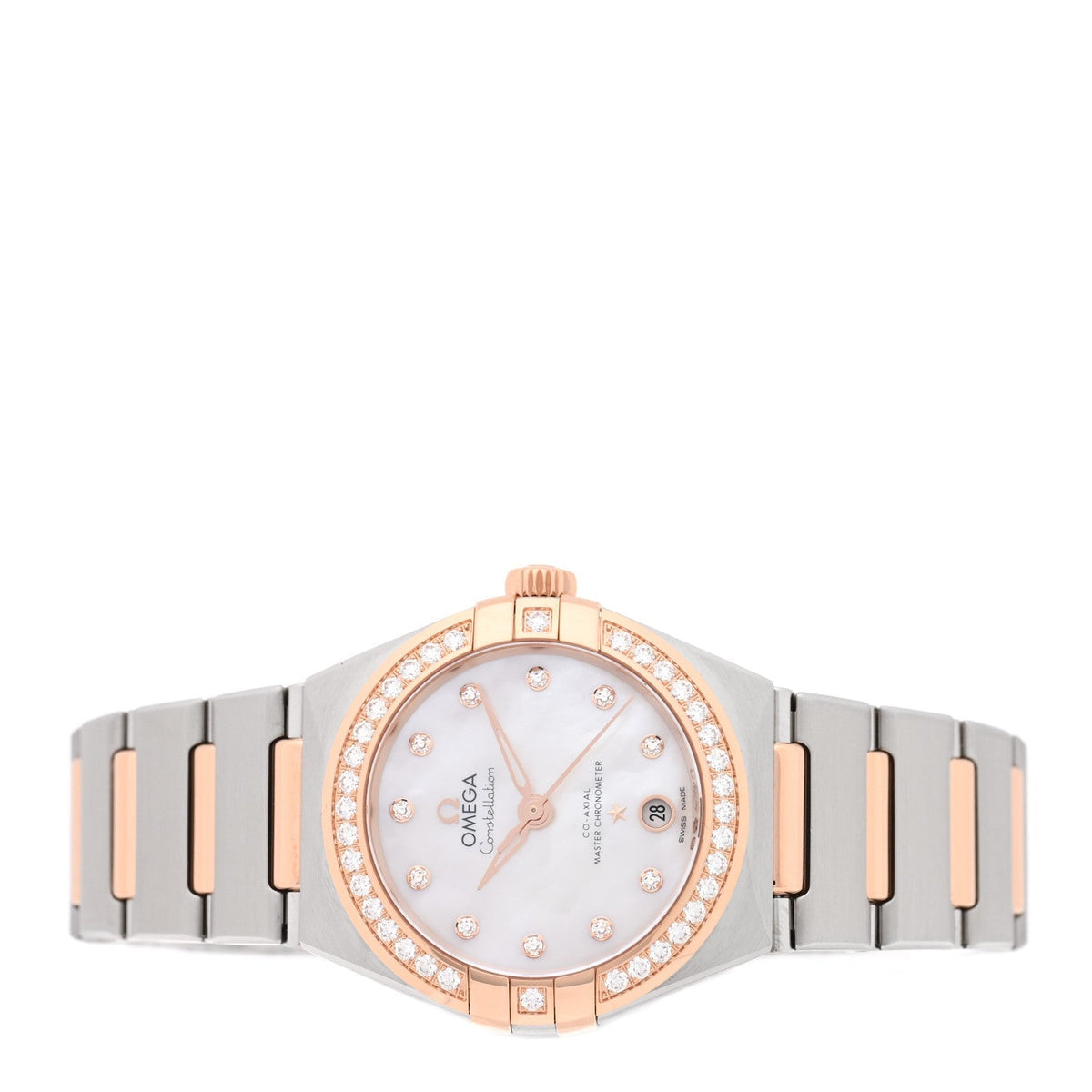 Omega Stainless Steel 18K Sedna Gold Diamond 29mm Constellation Watch 131.25.29.20.55.001