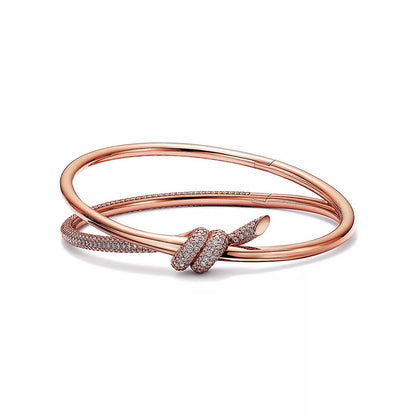 18K Gold Diamond Tiffany Knot Double Row Bracelet