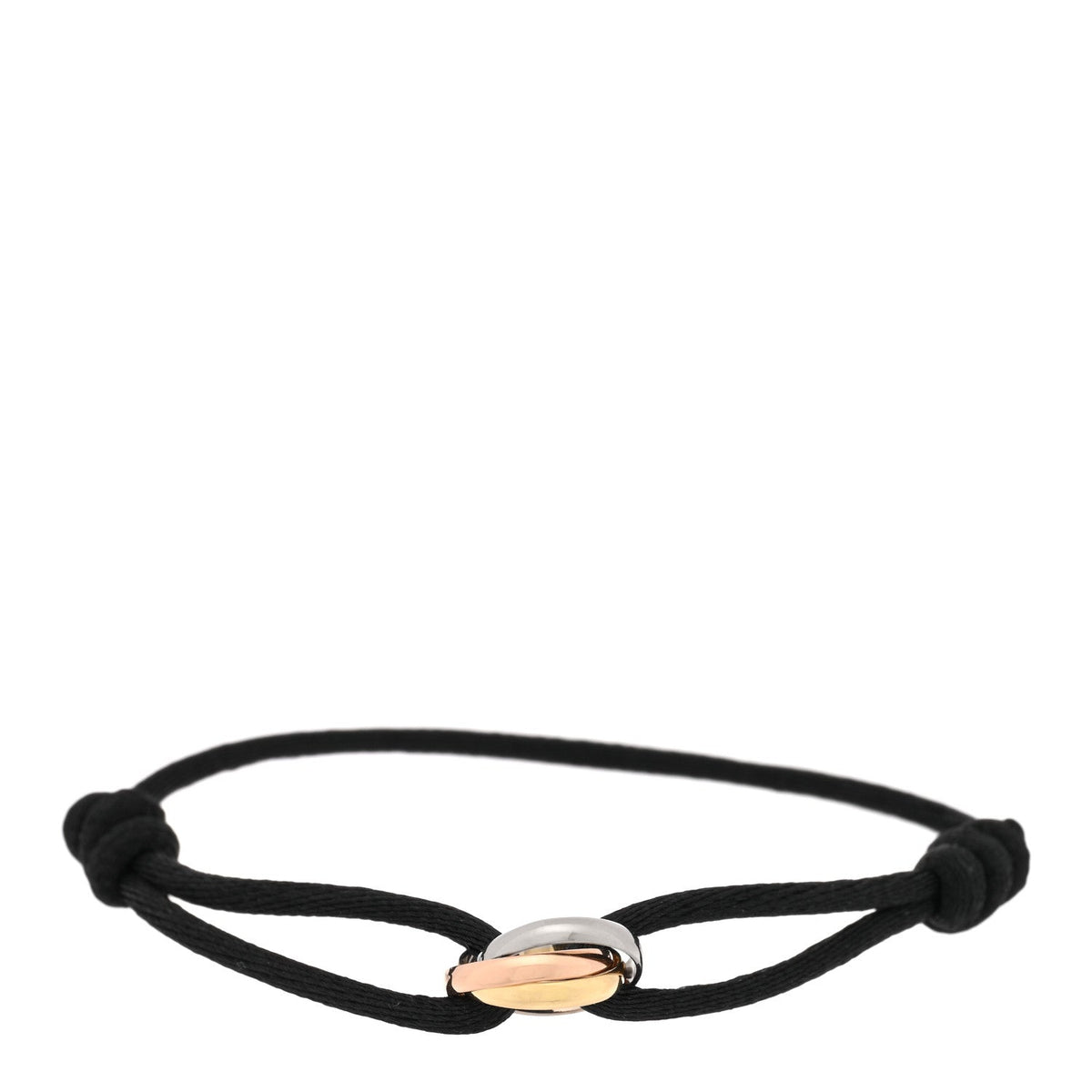 Cartier 18K Tri-Color Gold Trinity Adjustable Cord Bracelet Black
