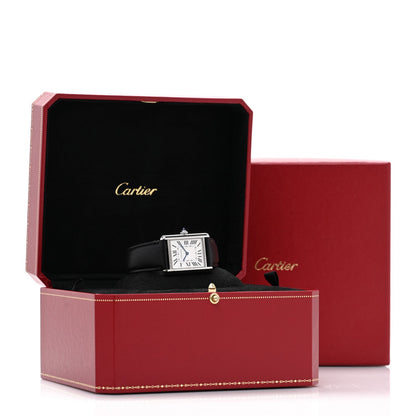 Cartier Stainless Steel Calfskin 25mm SolarBeat Tank Watch