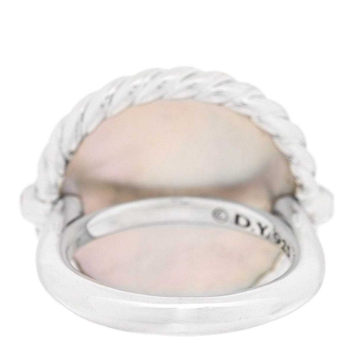 David Yurman Sterling Silver Mother of Pearl Diamond Elements Ring 49 5