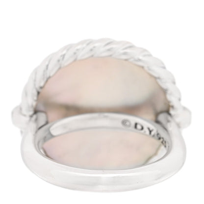 David Yurman Sterling Silver Mother of Pearl Diamond Elements Ring 49 5