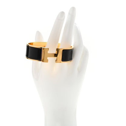 Hermes Enamel Wide Clic Clac H Bracelet GM Black