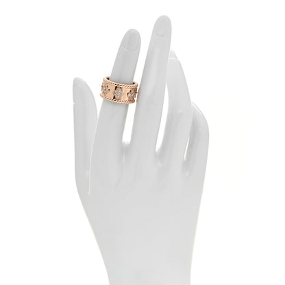 Van Cleef & Arpels 18K Rose Gold Diamond Perlee Clovers Ring 48 4.5