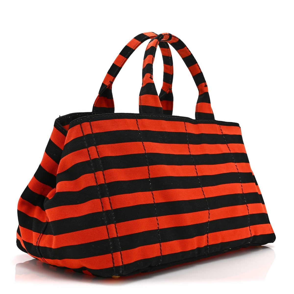 Prada Canapa Striped Tote Arancio
