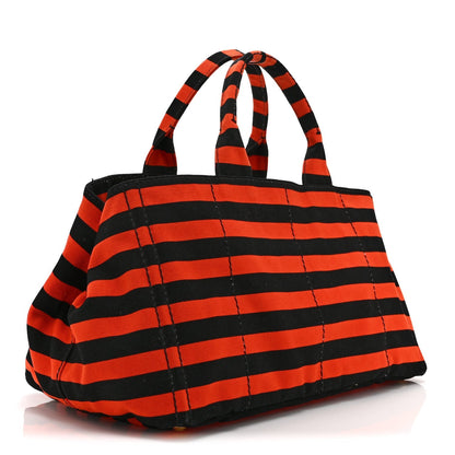 Prada Canapa Striped Tote Arancio