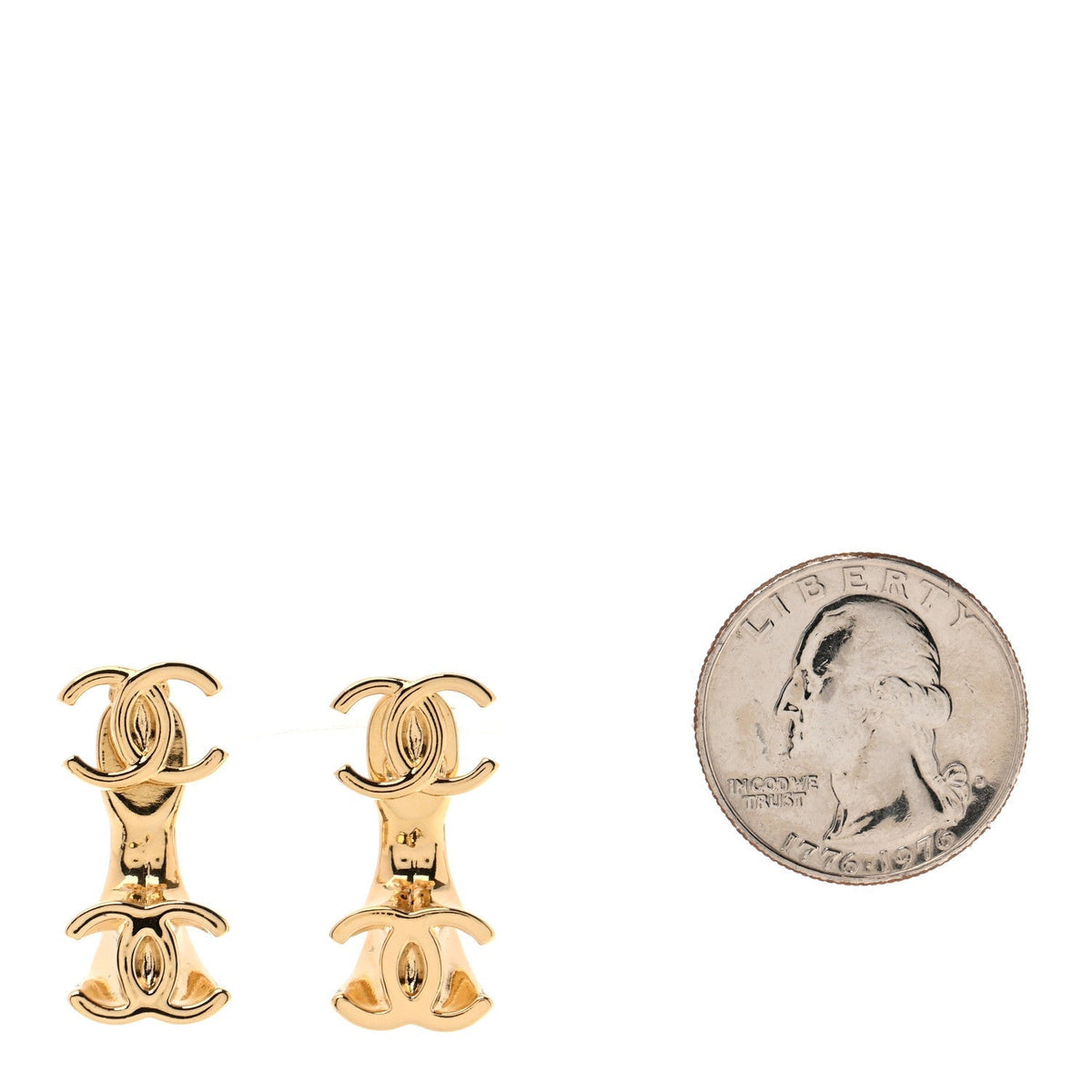 Chanel Metal CC Turnlock Drop Earrings Gold