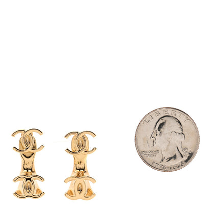 Chanel Metal CC Turnlock Drop Earrings Gold