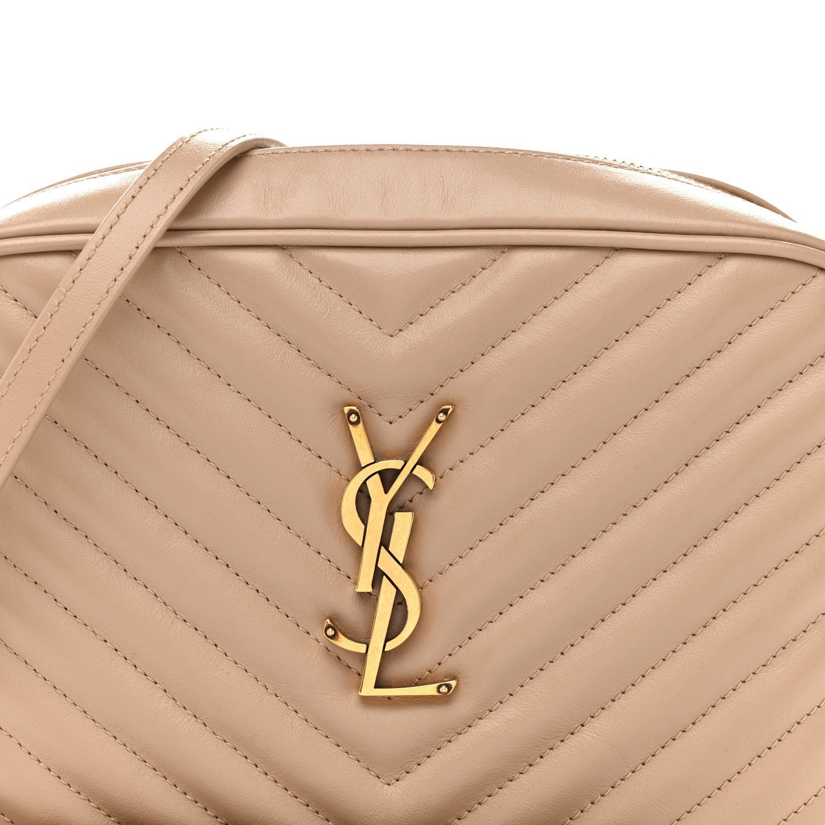 Saint Laurent Calfskin Matelasse Lou Camera Bag Dark Beige