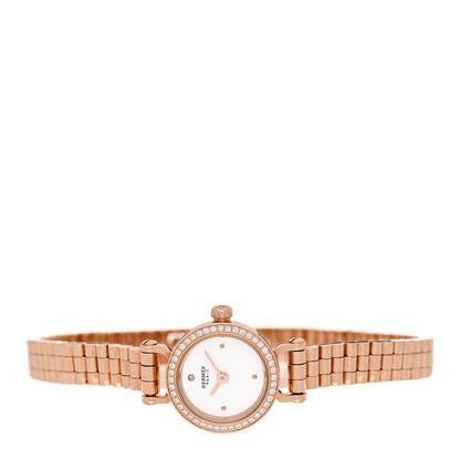 Hermes 18K Rose Gold Diamond 16mm Faubourg Quartz Watch