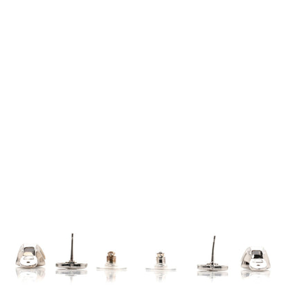 Chanel Metal CC Turnlock Drop Earrings Silver