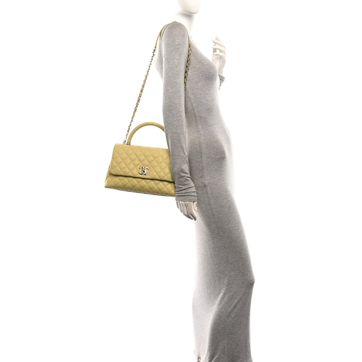 Chanel Caviar Quilted Small Coco Handle Flap Yellow
