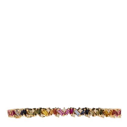 Suzanne Kalan 18K Yellow Gold Diamond Rainbow Sapphire Frenzy Cuff Bracelet