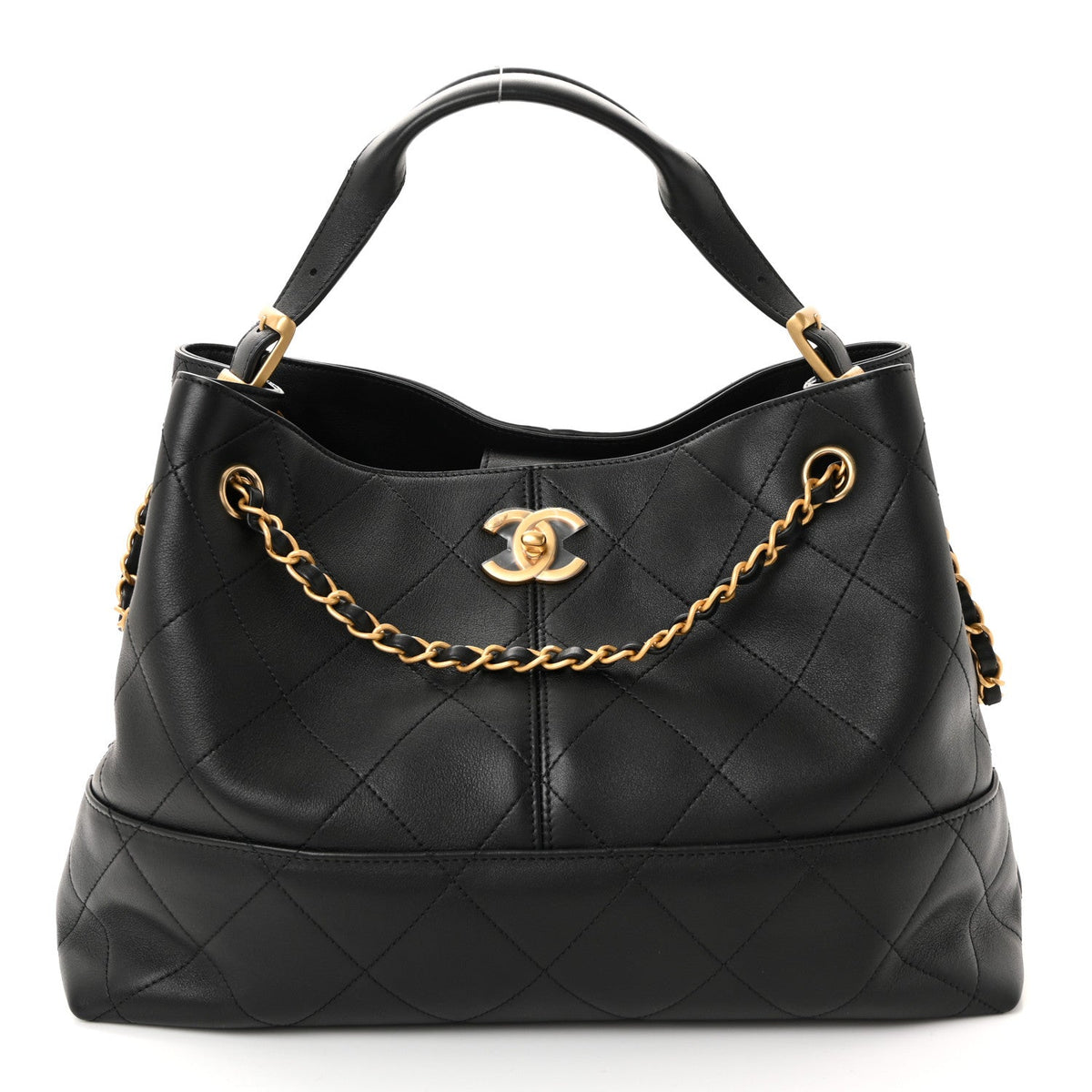 Chanel Calfskin Quilted Small Coco Base Shopping Bag Black 1819266