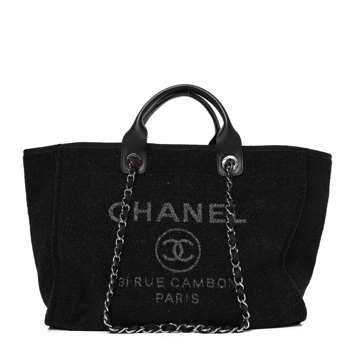 Chanel Lurex Boucle Medium Deauville Tote Black