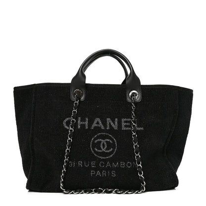 Chanel Lurex Boucle Medium Deauville Tote Black