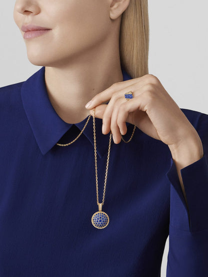 18K Gold Sapphire VCA Perlée Couleurs 5 Rows Ring