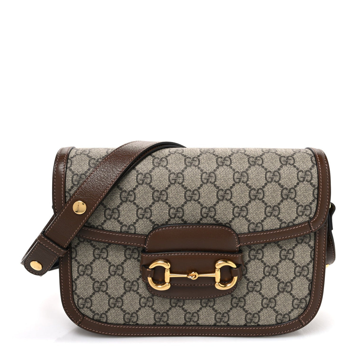 Gucci GG Supreme Monogram Horsebit 1955 Shoulder Bag Beige Brown Sugar
