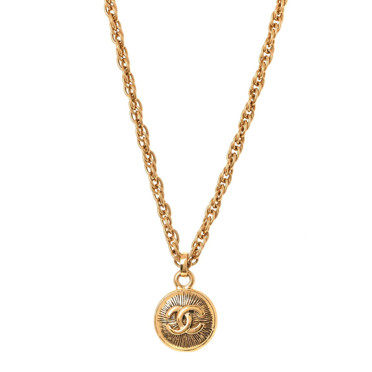 Chanel Metal CC Chain Pendant Necklace Gold