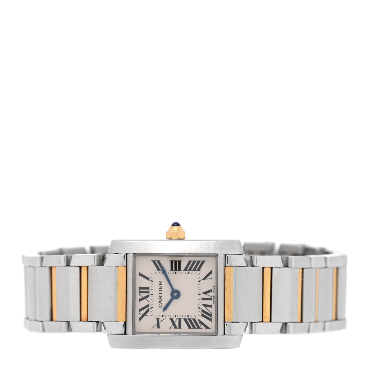 Cartier Stainless Steel 18K Yellow Gold 20mm Tank Francaise Quartz Watch